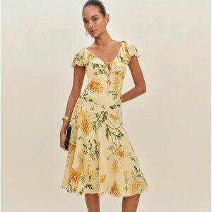 Reformation Gaelle Dress Yellow - Size XS